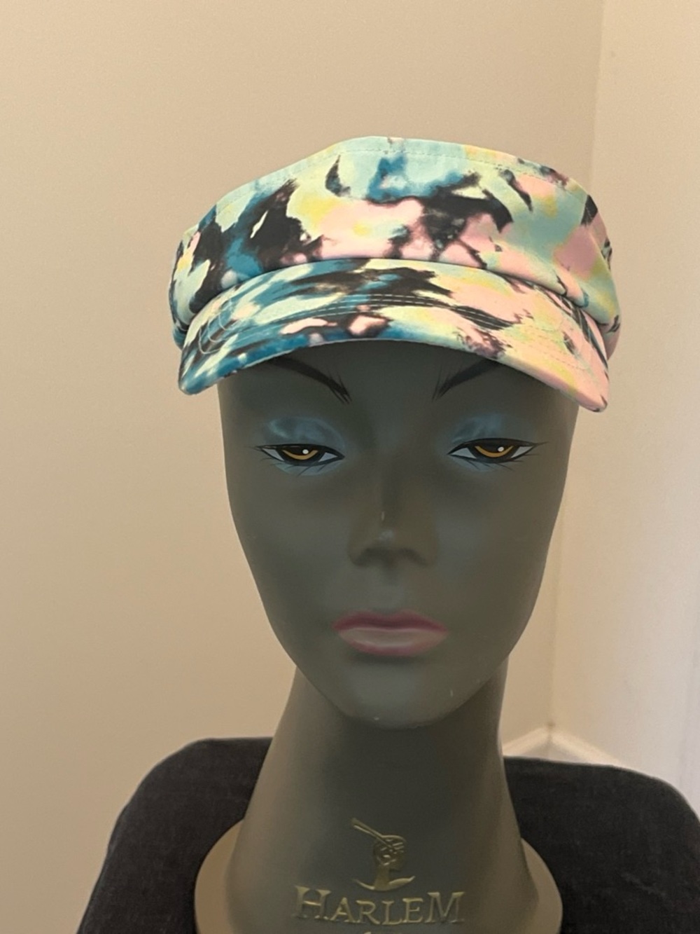 Pastel Tie-Dye Cadet Cap for Women - Blue Pink Yellow